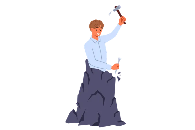 Man trying to solve business problem  Illustration