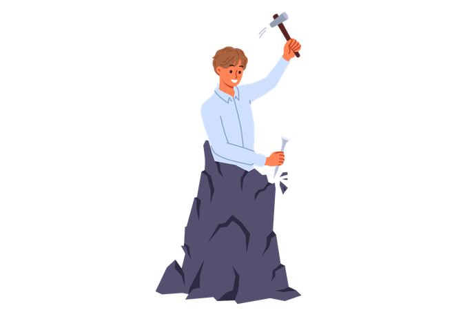 Man trying to solve business problem  Illustration