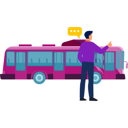 Man trying to stop bus  Illustration