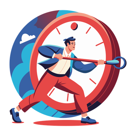 Man trying to stop time  Illustration