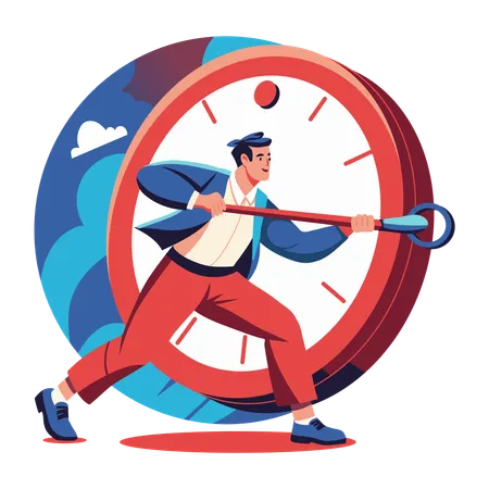 Man trying to stop time  Illustration