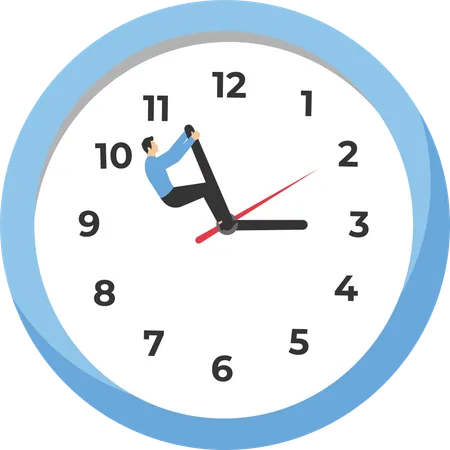 Time Management Concept Flat Cartoon Vector Illustration Men Trying To Stop Time On Clock Postponing Task Employees Deadline Illustration