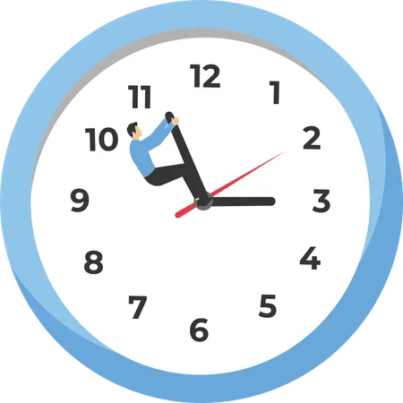 Man Trying to Stop Time on Clock  Illustration