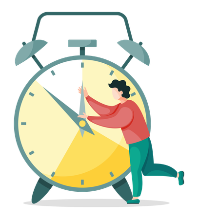 Man Trying to Stop Watch  Illustration