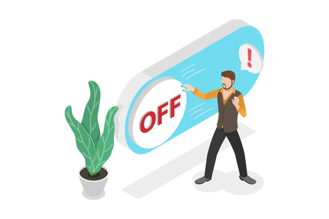 Man turn off switch for  Saving Energy  Illustration