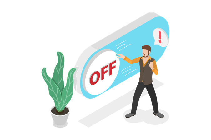 Man turn off switch for  Saving Energy  Illustration