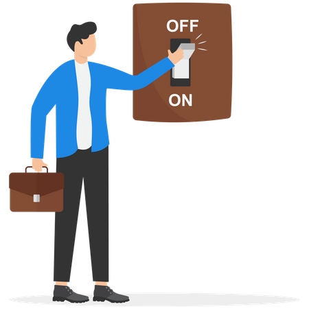 Man turn off switch  Illustration