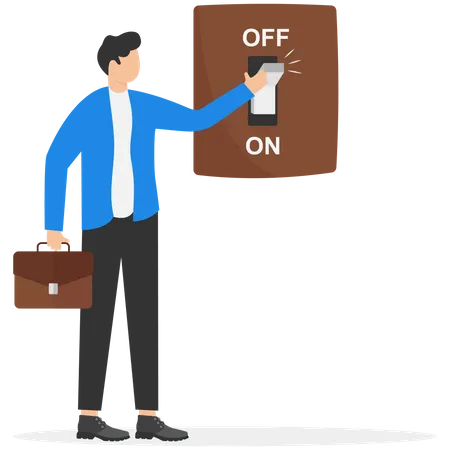 Man turn off switch  Illustration