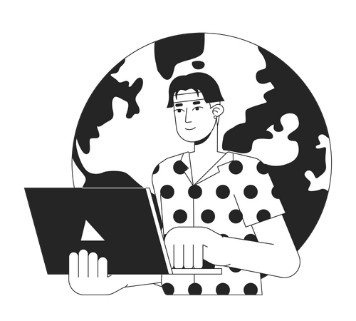 Man typing on laptop  Illustration