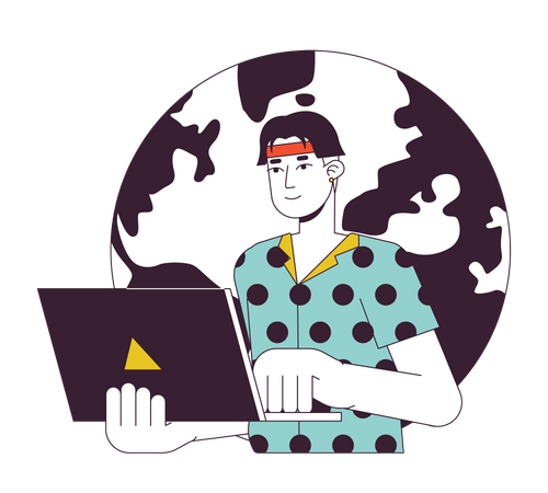 Man typing on laptop  Illustration