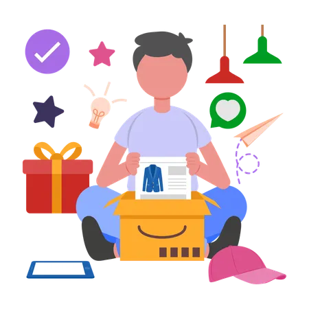 Man Unboxing Product  Illustration