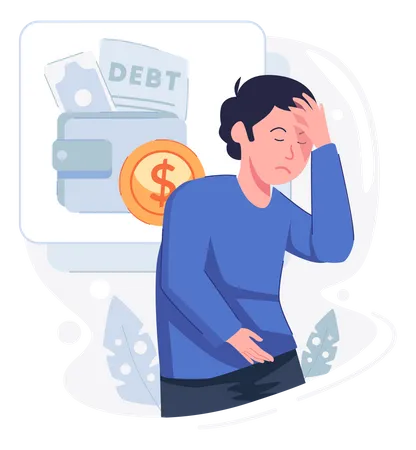 Man under debt Illustration