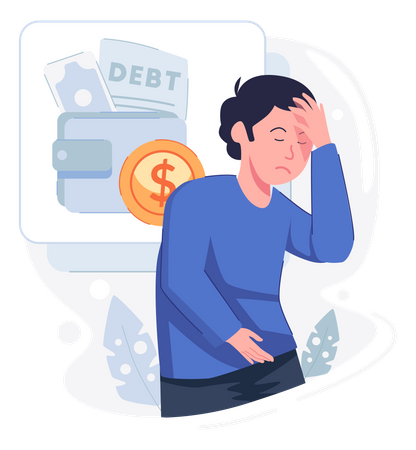 Man under debt  Illustration