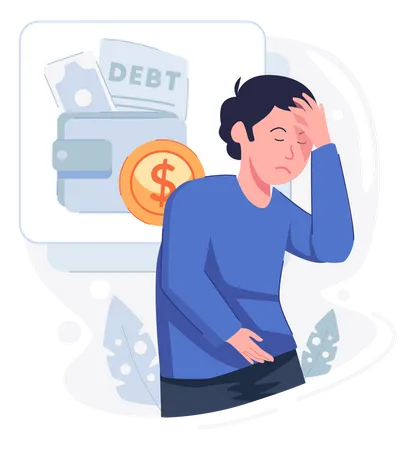 Man under debt  Illustration