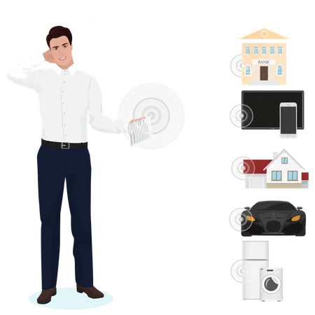 Man under debt  Illustration