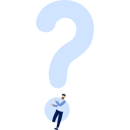 Man Under Question Mark Asking Questions  Illustration