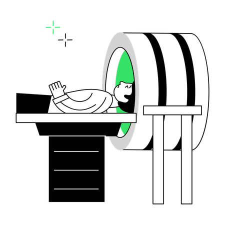 Man undergoes CT Scan  Illustration