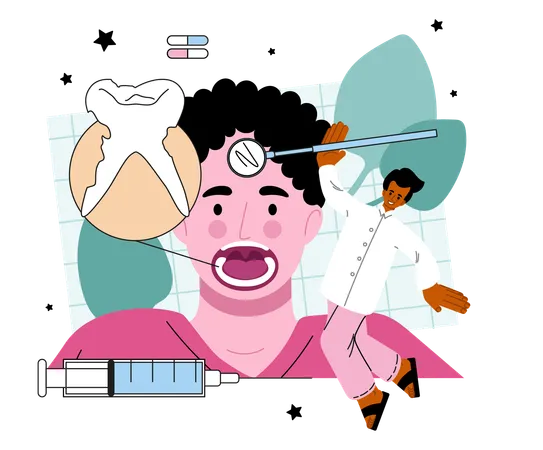 Man undergoes dental treatment  Illustration