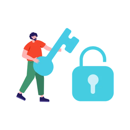 Man unlock Security  Illustration