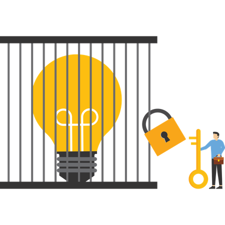 Man unlocking new business ideas  Illustration