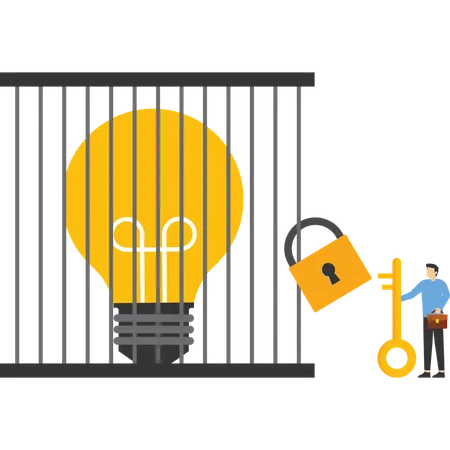 Man unlocking new business ideas  Illustration