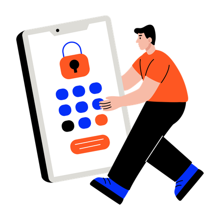 ビジネスマンがオンライン注文用のパスワードPINを設定  イラスト