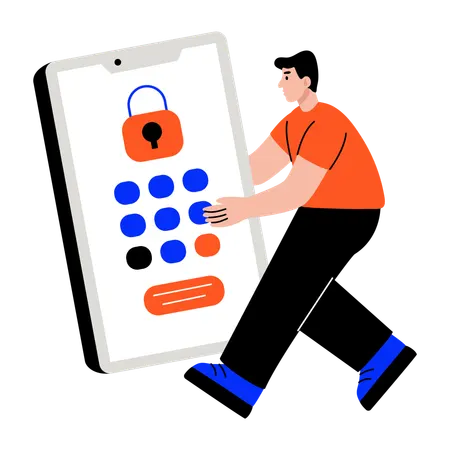 ビジネスマンがオンライン注文用のパスワードPINを設定  イラスト
