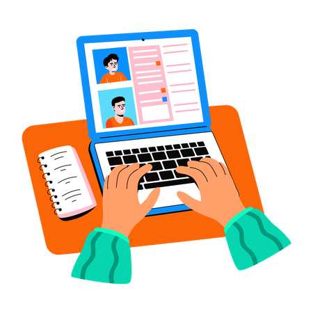 Man updates profile  Illustration