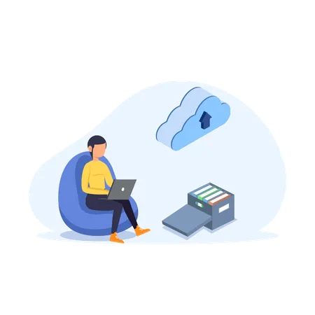 File Uploading Flat Illustration In This Design You Can See How Technology Connect To Each Other Each File Comes With A Project In Which You Can Easily Change Colors And More Illustration