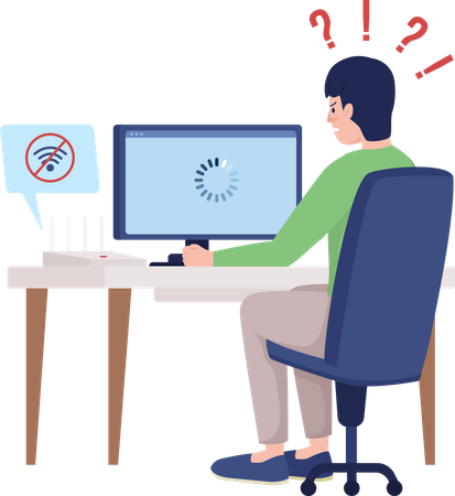 Man upset with no wifi  Illustration
