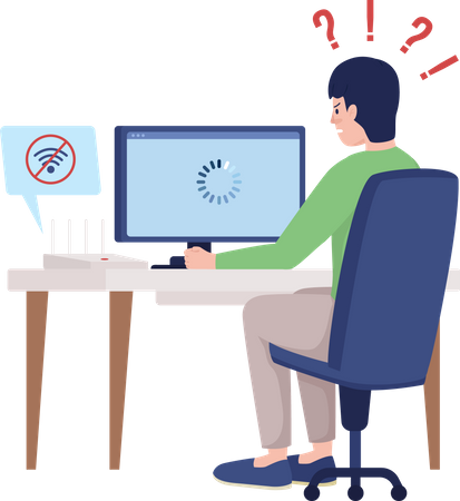Man upset with no wifi  Illustration