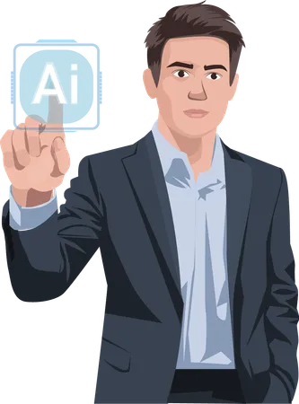 Man use AI to help in business work  Illustration