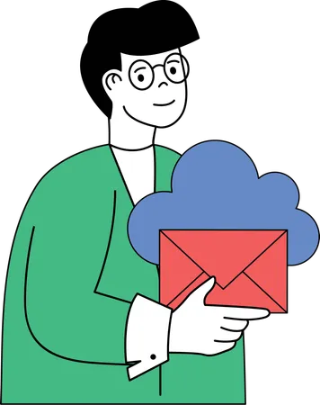 Man use cloud mail  Illustration