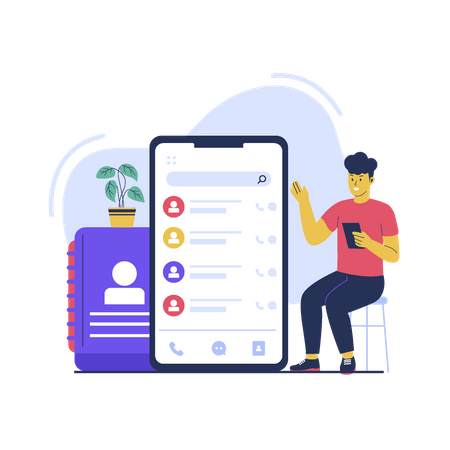 Man use contact phone book apps  Illustration