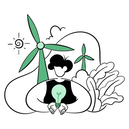 Man use green energy  Illustration