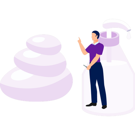 Man use liquid face cream  Illustration