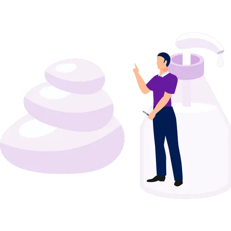 Man use liquid face cream  Illustration