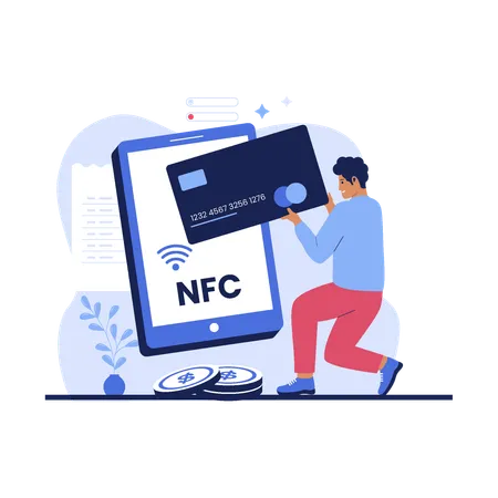 Man use NFC technology  Illustration