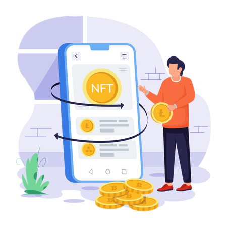 Man use NFT App  Illustration