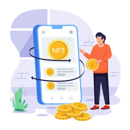 Man use NFT App  Illustration