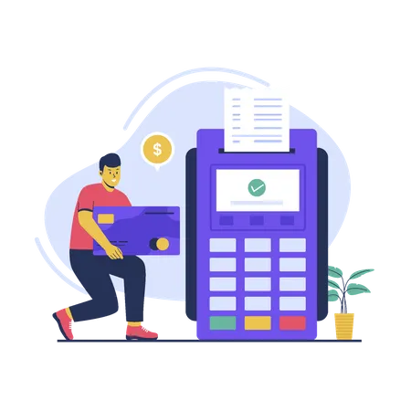 Man use pos payment technology  Illustration