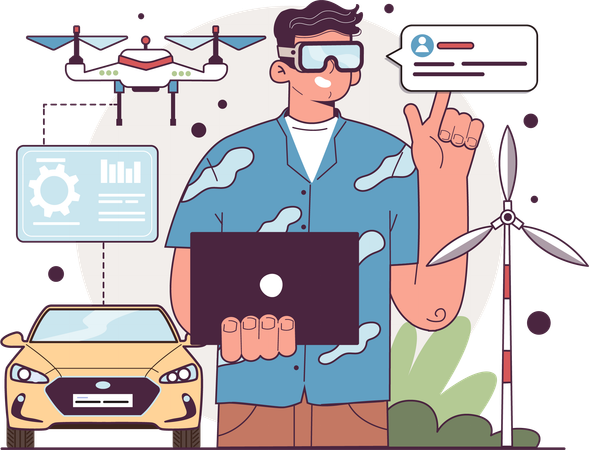 Man use smart technology  Illustration