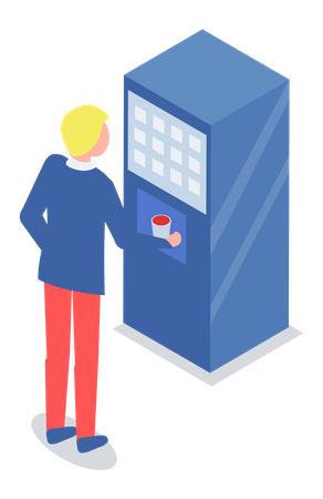 Man use vending machine for coffee  イラスト