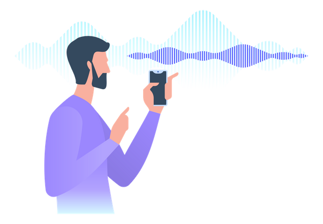 Man use voice assistant  Illustration