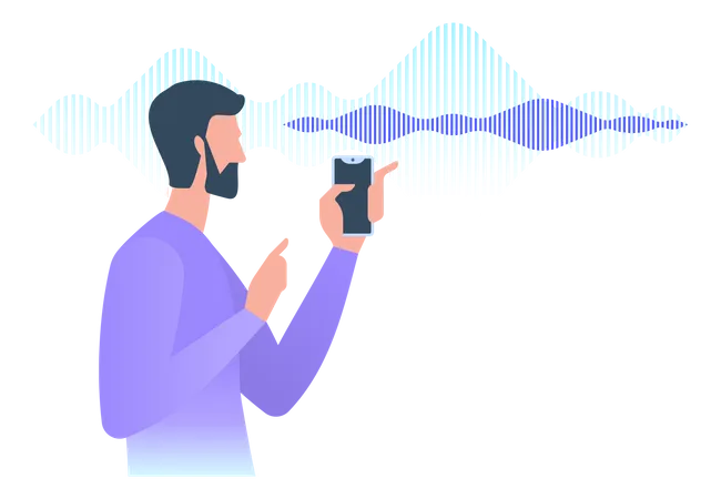 Man use voice assistant  Illustration