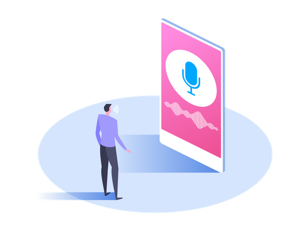 Man use voice recognition  Illustration