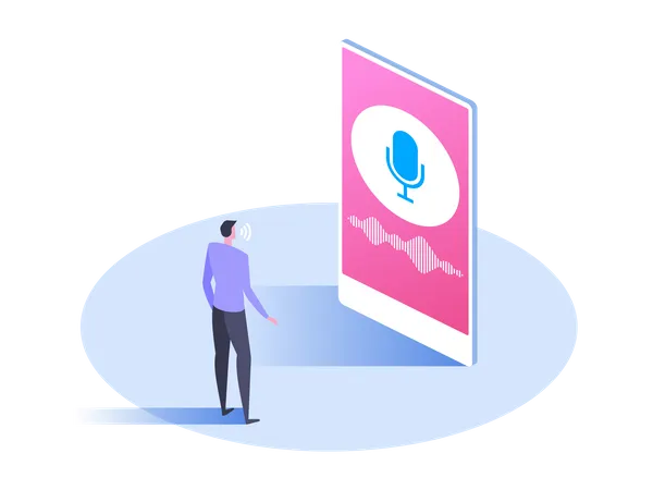 Man use voice recognition  Illustration