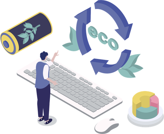 Man uses eco energy  Illustration