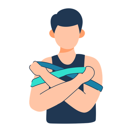 Man uses resistance band exercise  Illustration