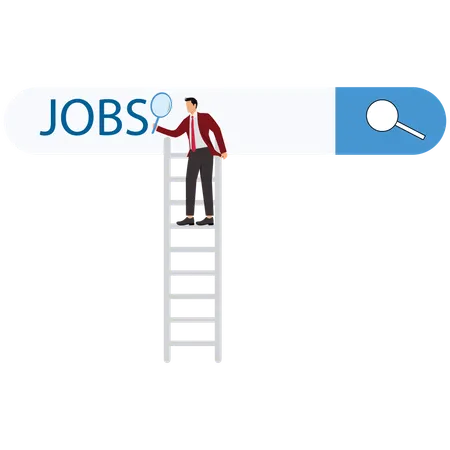 Man uses telescope to search for jobs online  Illustration